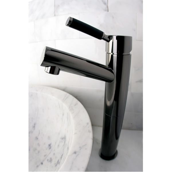 Kingston Brass NS8410DKL Water Onyx Single Handle Vessel Sink Faucet with Anti-Slide Handle Sleeve Less Pop up and Plate in Black Nickel-Bathroom Faucets-Free Shipping-Directsinks.