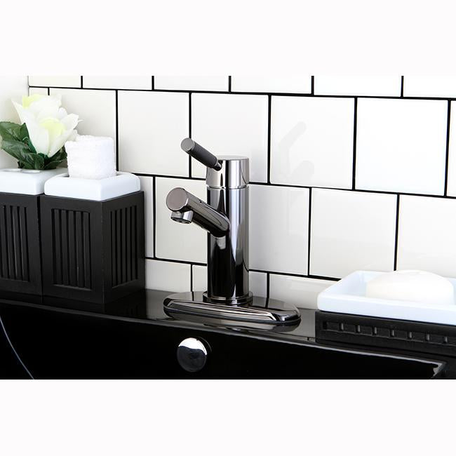 Kingston Brass NS8420DKL Water Onyx Single Handle Lavatory Faucet with Anti-Slide Handle Sleeve and Brass Pop up Drain in Black Nickel-Bathroom Faucets-Free Shipping-Directsinks.