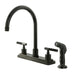 Kingston Brass NS8790DKLSP Water Onyx 8 inch Centerset Kitchen Faucet with Lever Handles and Matching Side Sprayer in Black Nickel-Kitchen Faucets-Free Shipping-Directsinks.