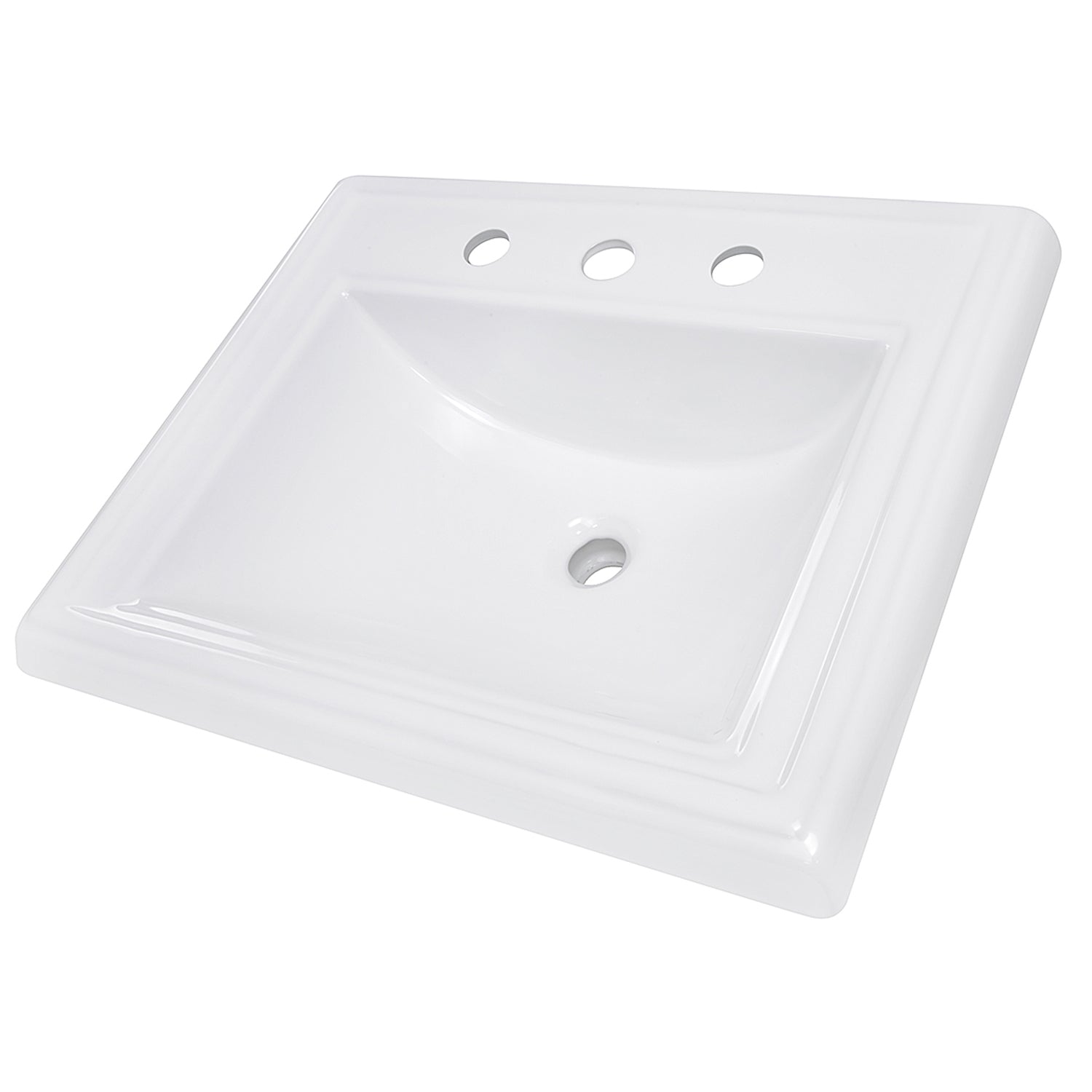 Nantucket Sinks 23-Inch Rectangular Drop-In Ceramic Vanity Sink for 8" Centers