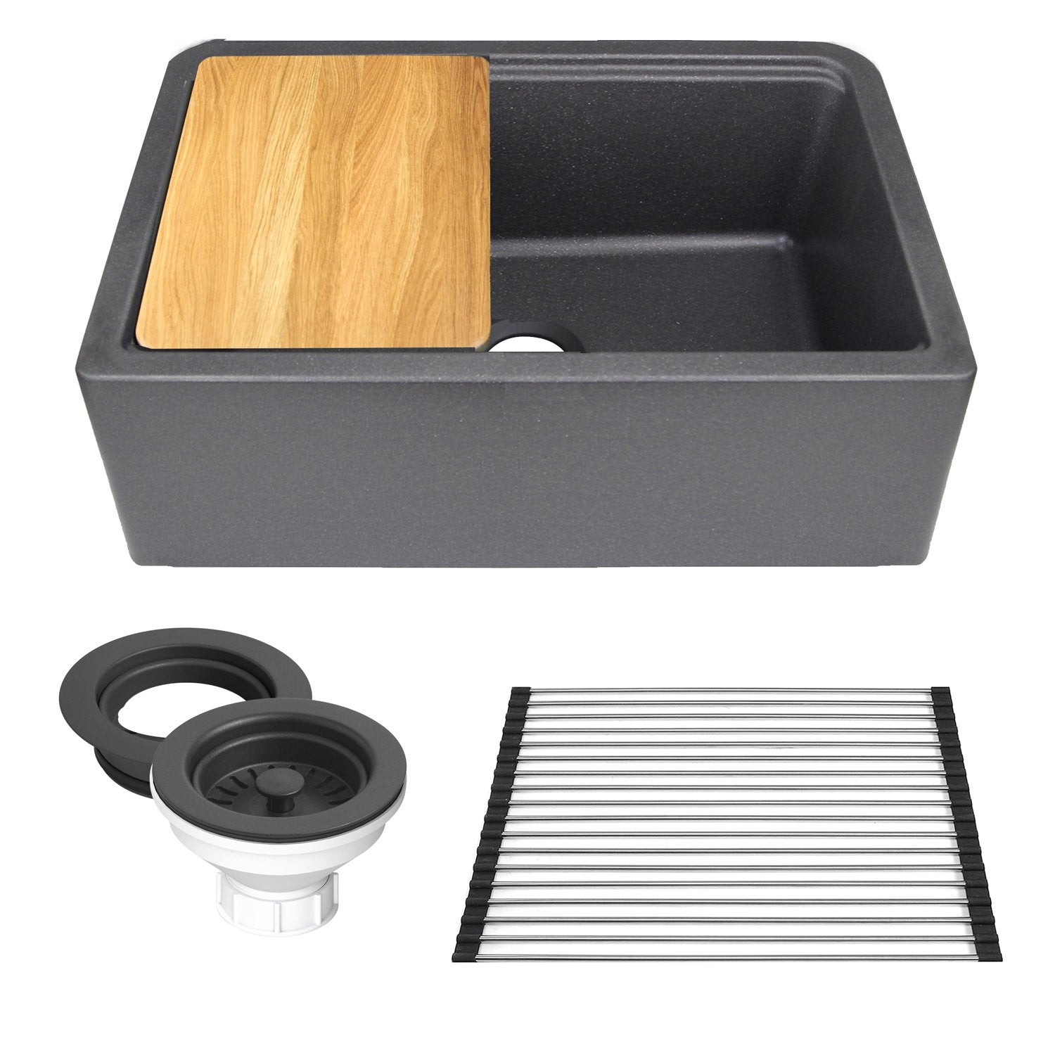 Nantucket Sinks 30" Composite Farmhouse Sink | Metallic Black