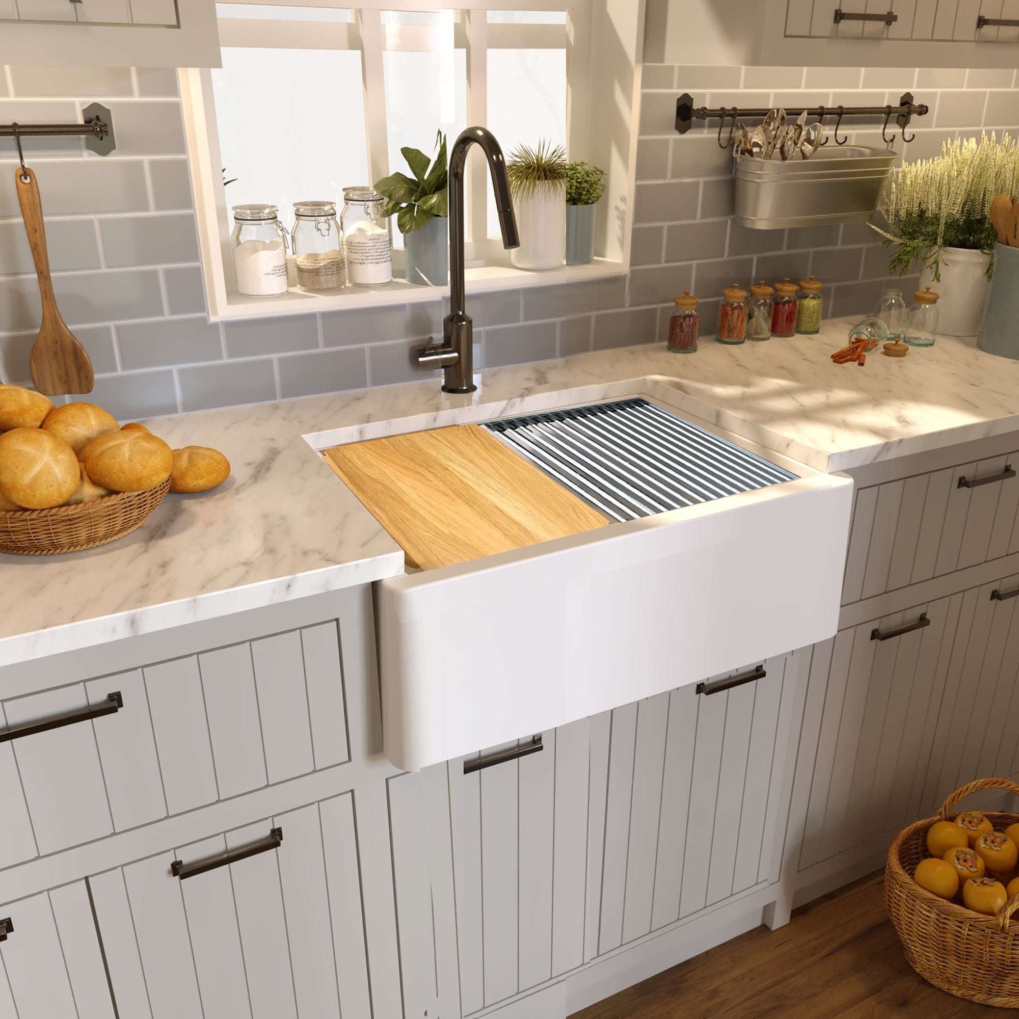 Nantucket Sinks 30" Composite Farmhouse Sink | White