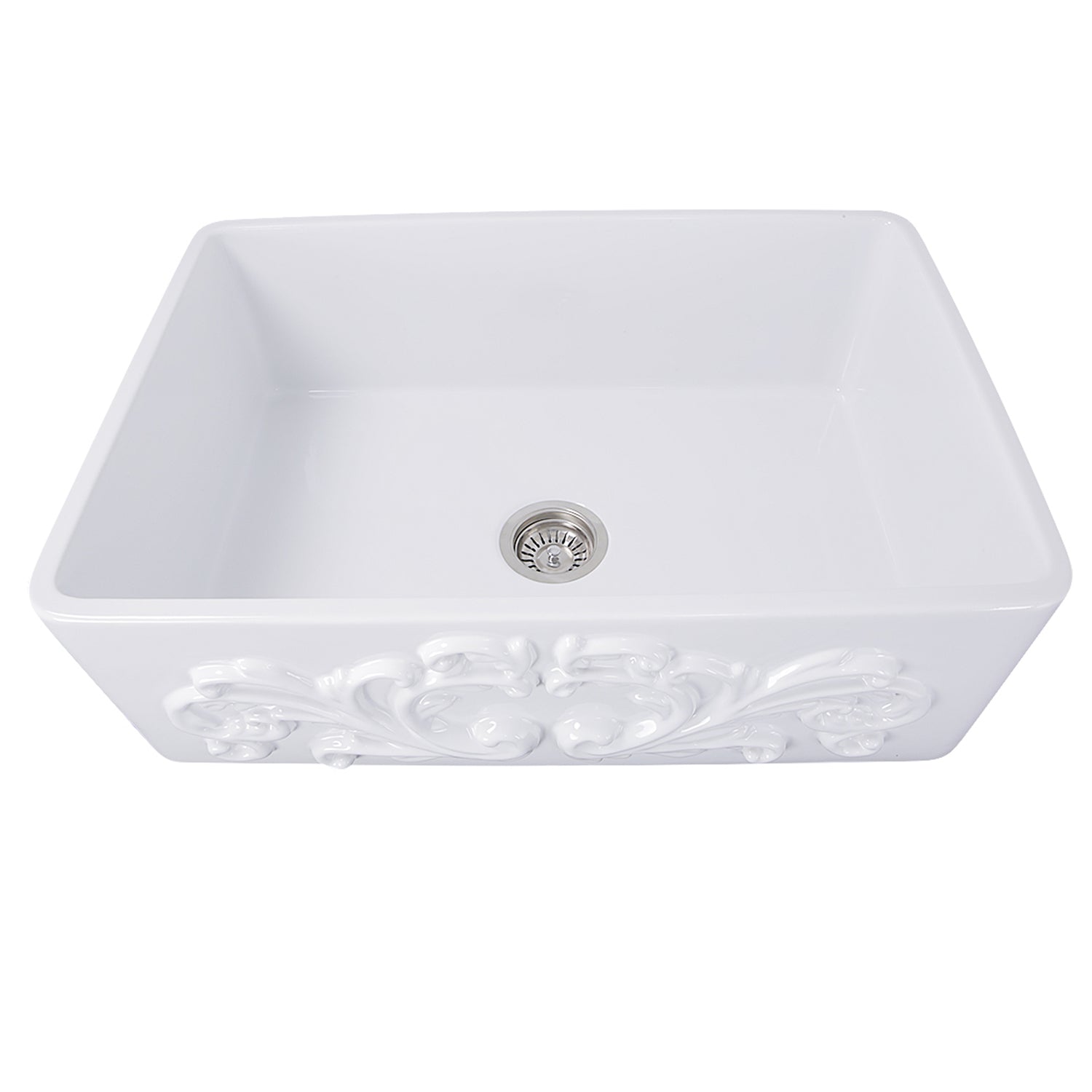 Nantucket Sinks 30" Farmhouse Fireclay Sink with Filigree Apron
