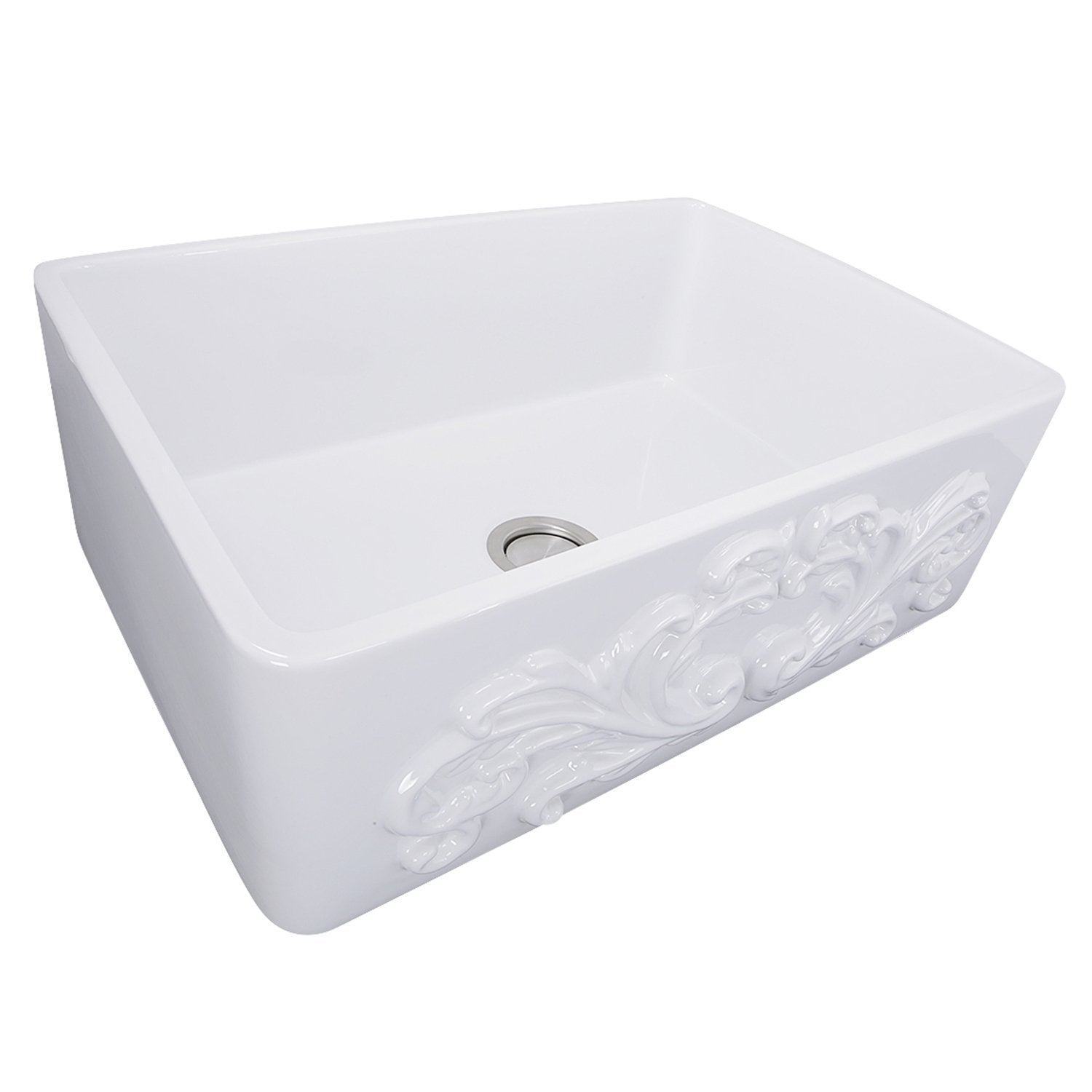 Nantucket Sinks 30" Farmhouse Fireclay Sink with Filigree Apron