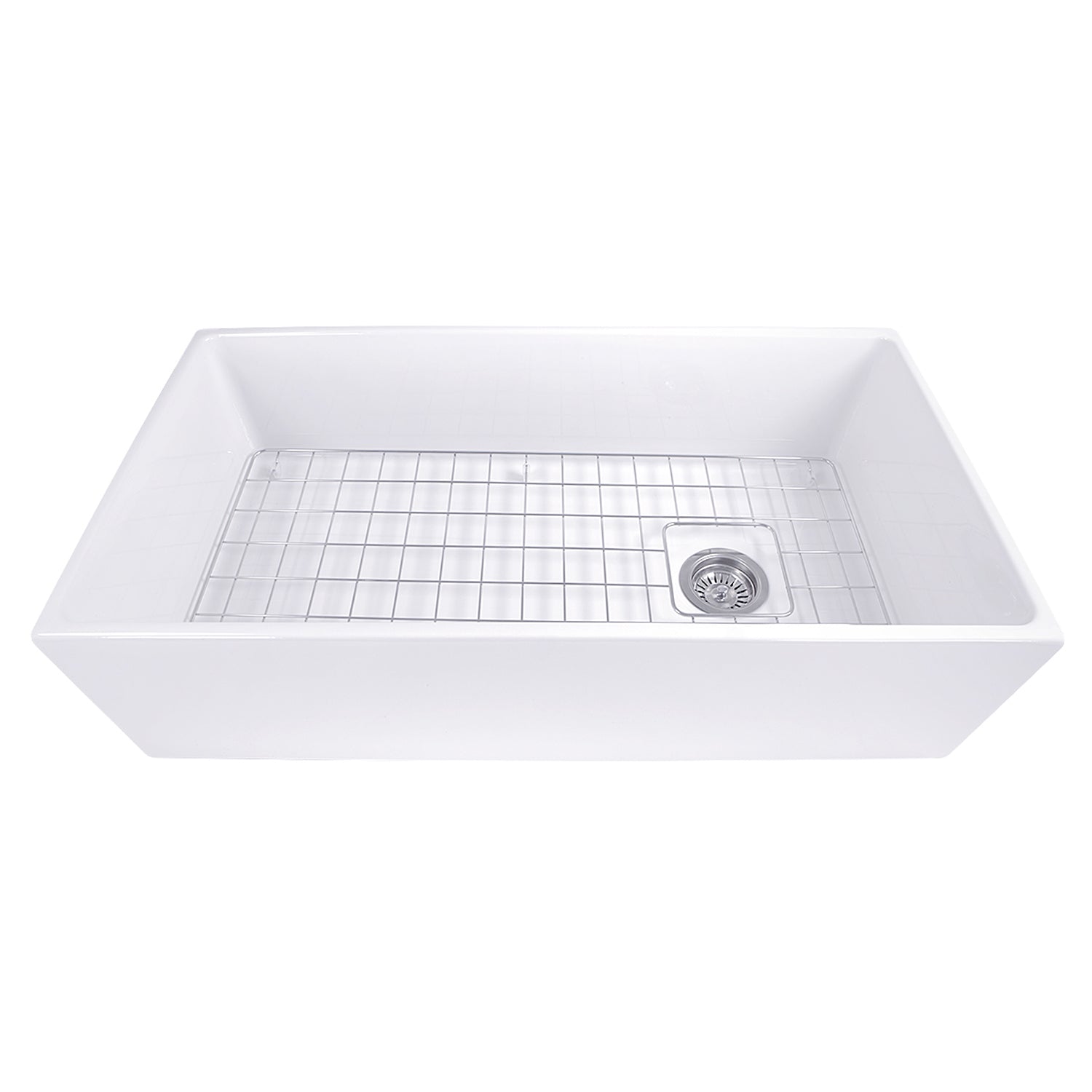Nantucket Sinks 36" Farmhouse Fireclay Sink with Offset Drain and Grid