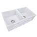 Nantucket Sinks Double Bowl Farmhouse Fireclay Sink with Filigree Apron