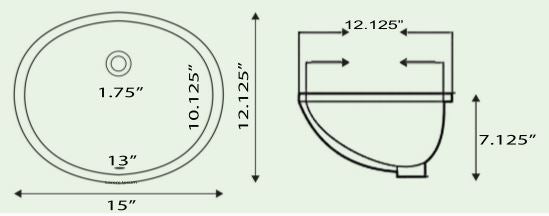 Nantucket Sinks Glazed Bottom 13x10 Undermount Ceramic Sink In White