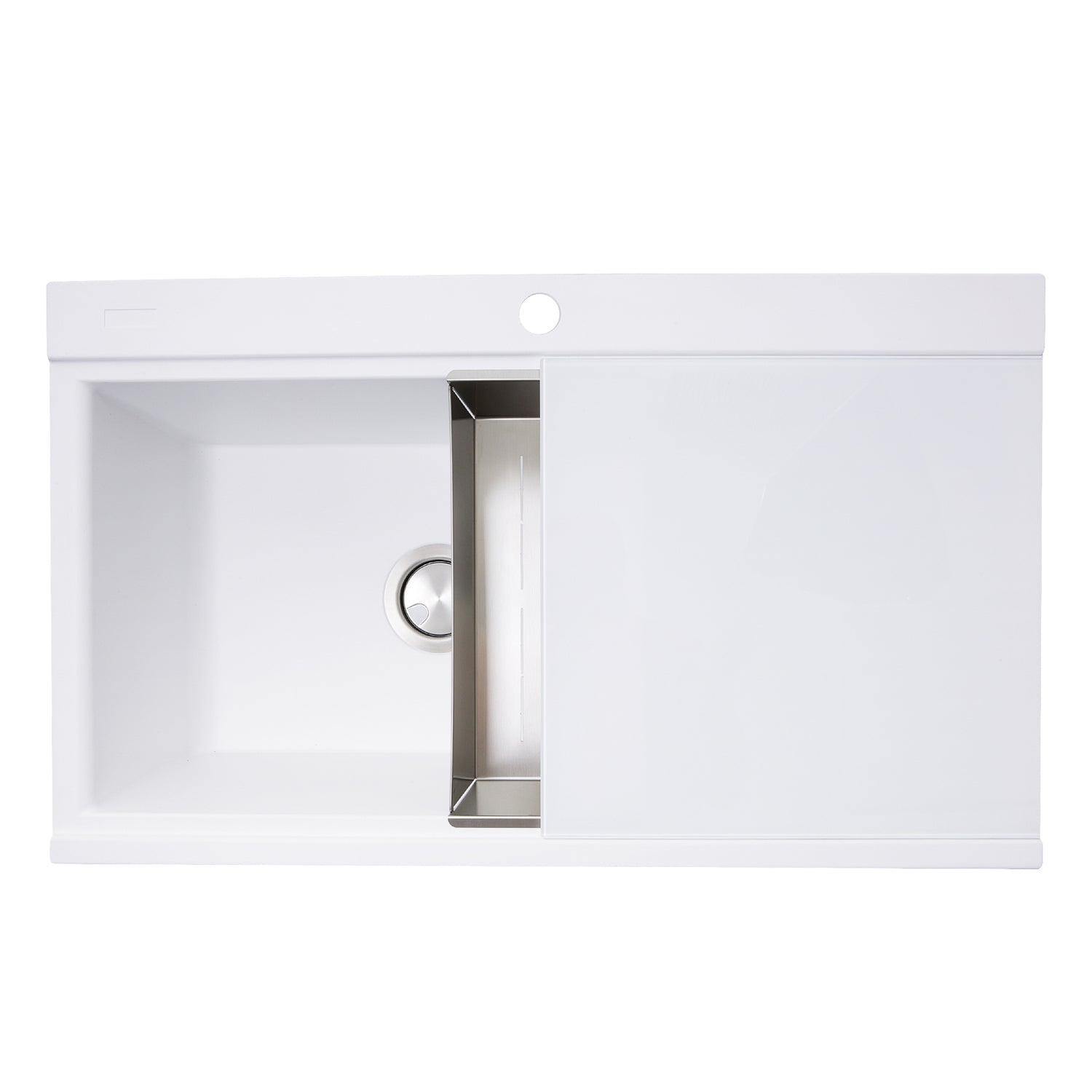 Nantucket Sinks Large Double Bowl Prep Station Topmount Granite Composite White