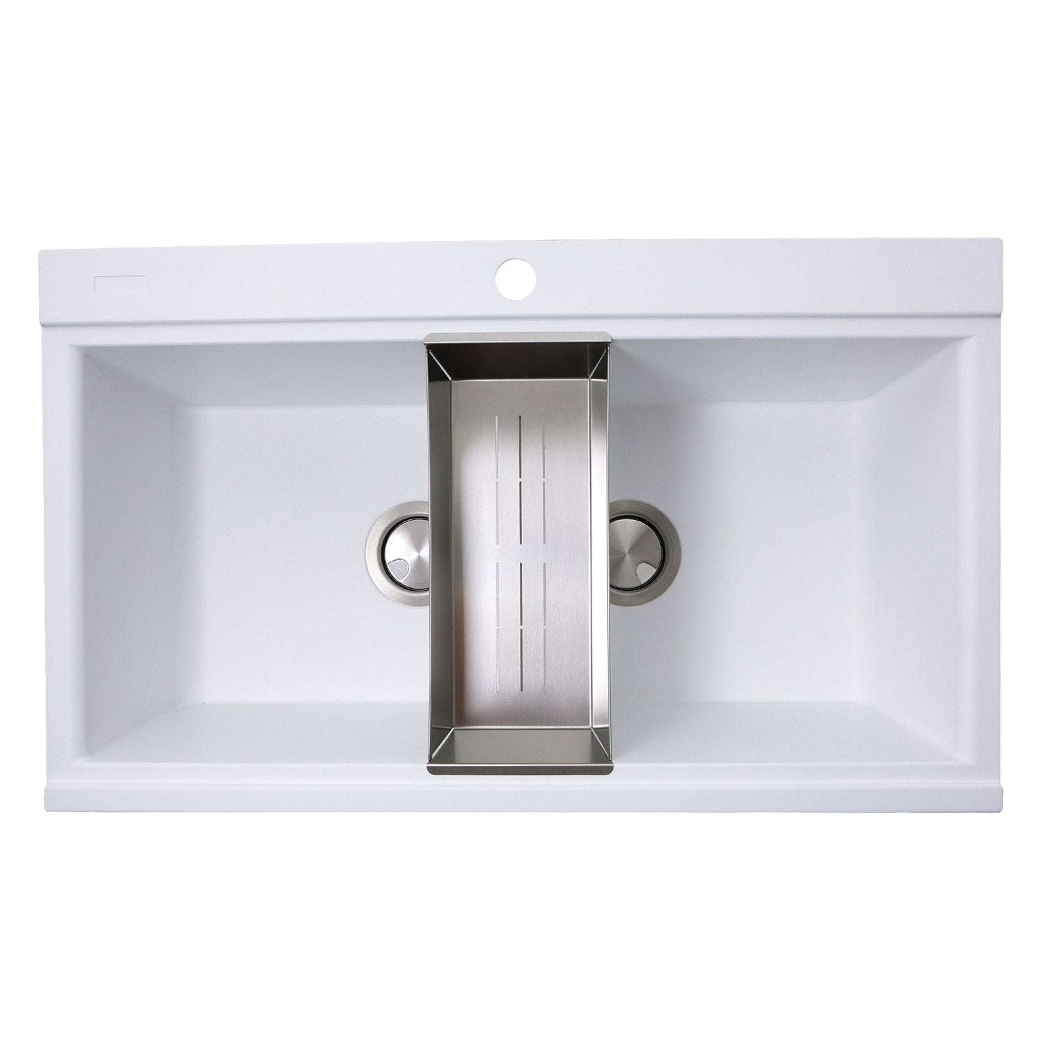 Nantucket Sinks Large Double Bowl Prep Station Topmount Granite Composite White