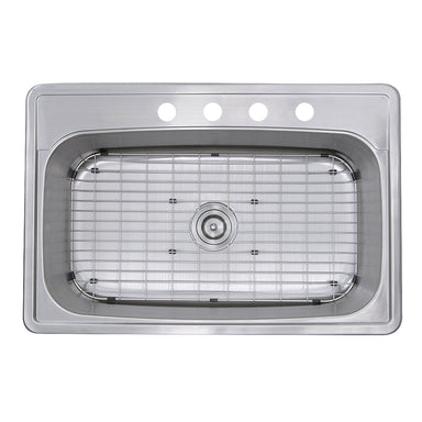 Nantucket Sinks NS3322-8 33" Large Rectangle Single Bowl 18 Gauge Stainless Steel Drop in Kitchen Sink