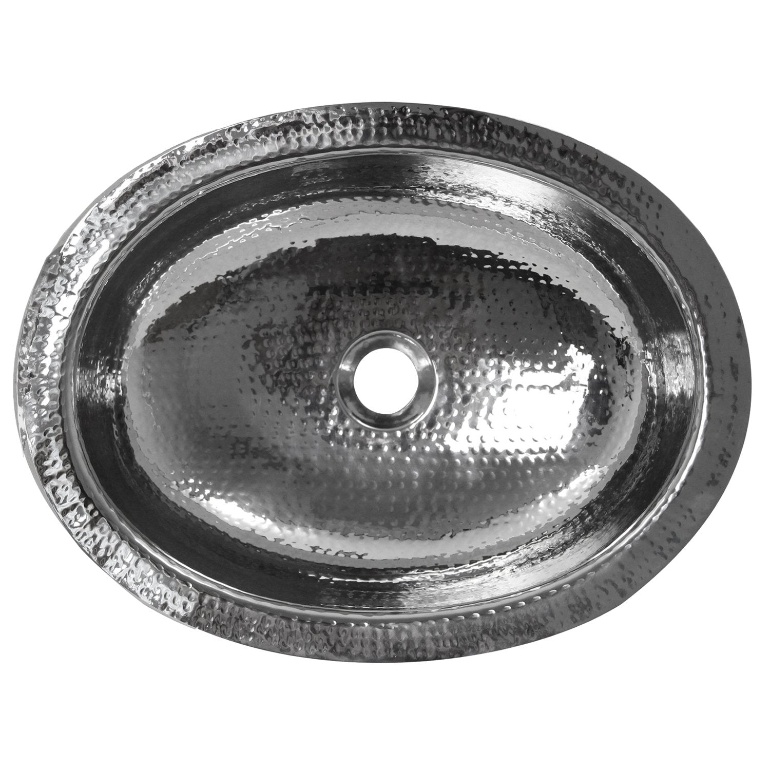 Nantucket Sinks OVS 17.75-Inch x 13.75-Inch Hand Hammered Stainless Steel Oval Undermount Bathroom Sink