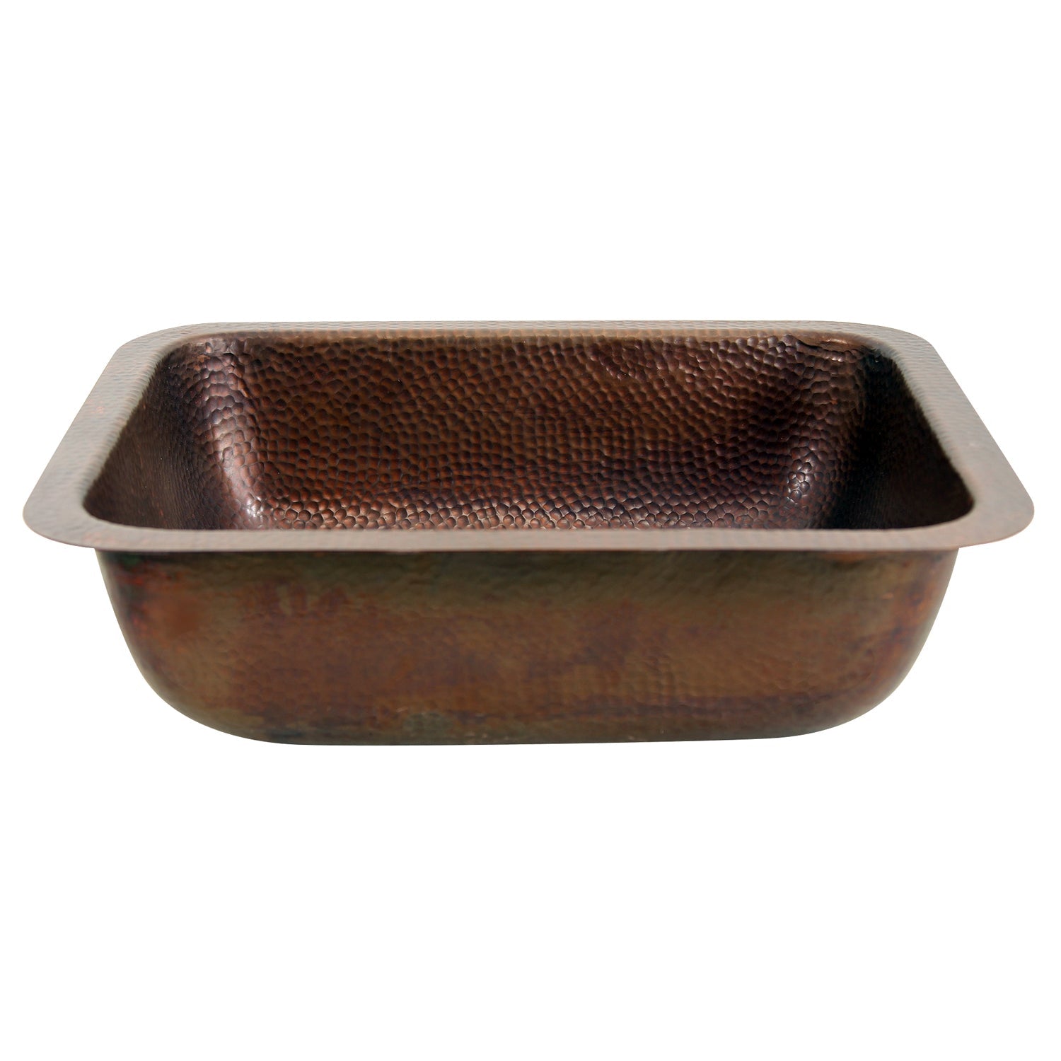 Nantucket Sinks REHC - 17-Inch x 14-Inch Hammered Copper Rectangle Undermount Bathroom Sink, 1.5-Inch Drain