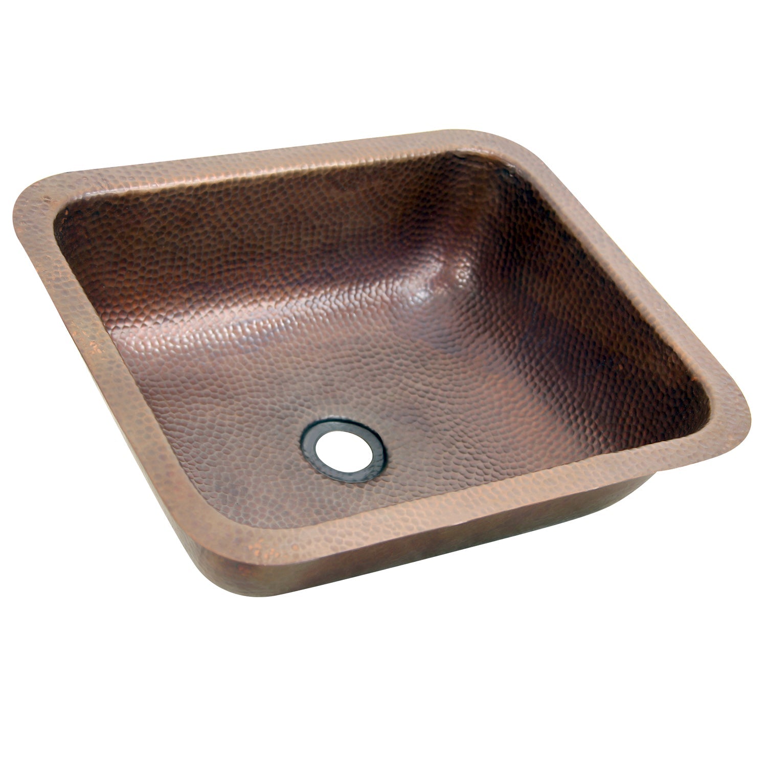 Nantucket Sinks REHC - 17-Inch x 14-Inch Hammered Copper Rectangle Undermount Bathroom Sink, 1.5-Inch Drain