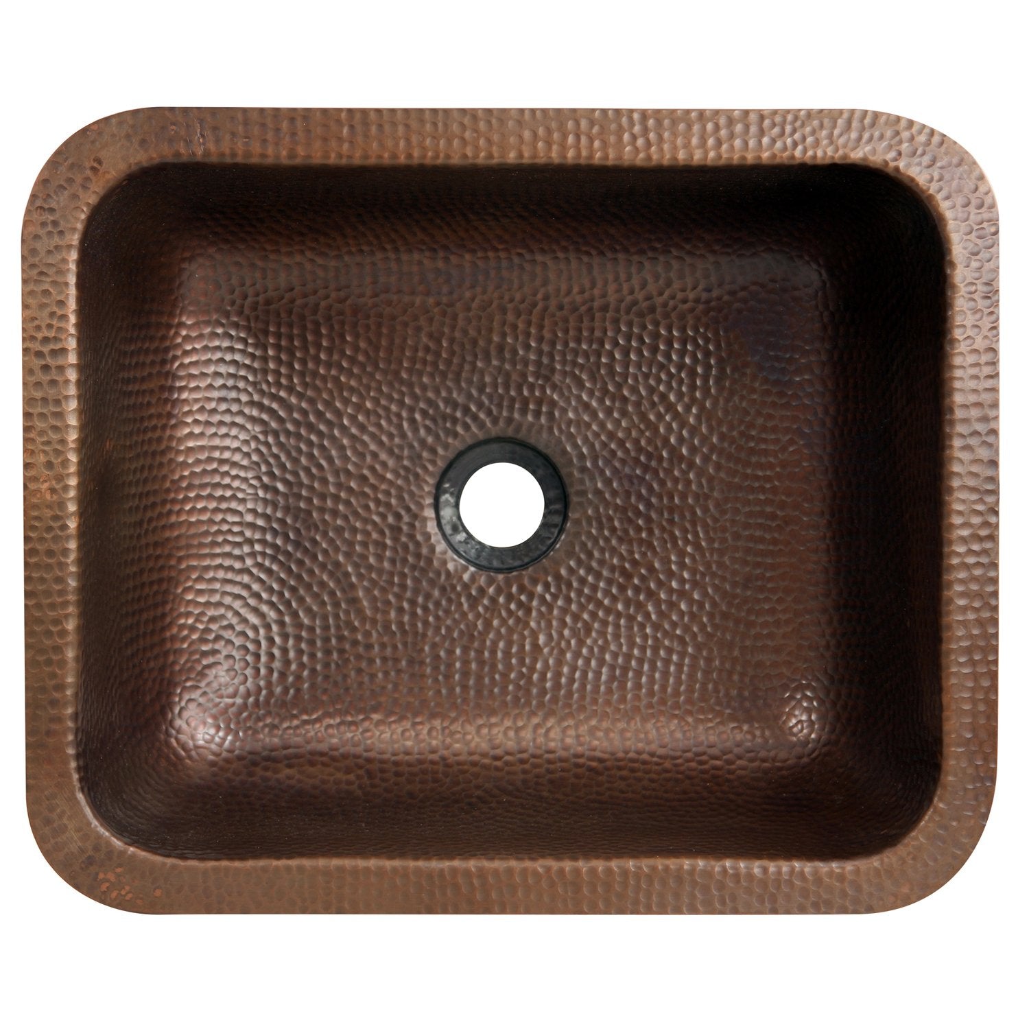 Nantucket Sinks REHC - 17-Inch x 14-Inch Hammered Copper Rectangle Undermount Bathroom Sink, 1.5-Inch Drain