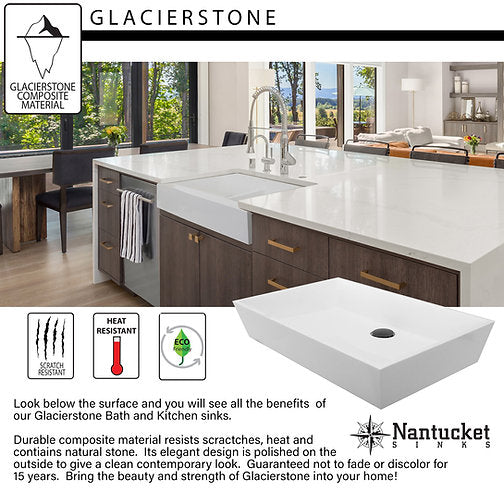 Nantucket Sinks RetroFit Glacier Stone Single Bowl Ezapron Kitchen Sink