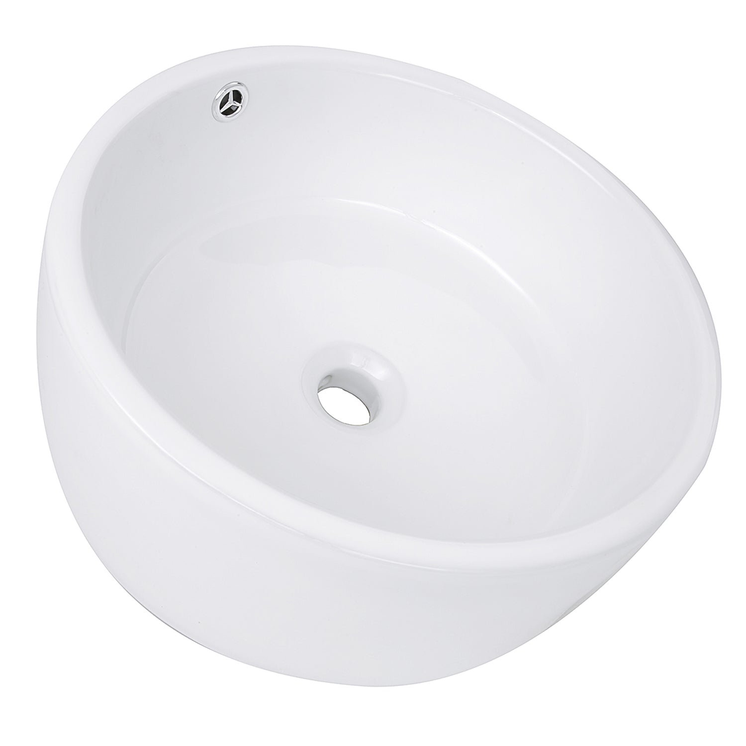 Nantucket Sinks Round White Vessel Sink with Overflow NSV213