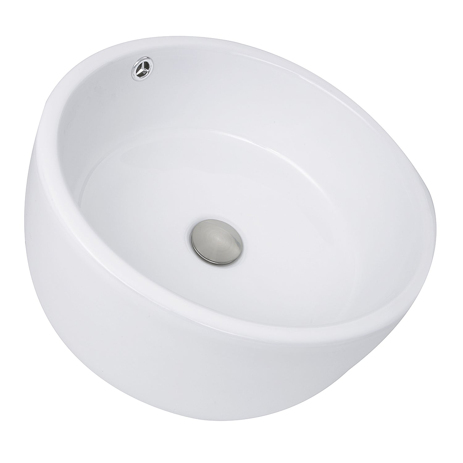 Nantucket Sinks Round White Vessel Sink with Overflow NSV213