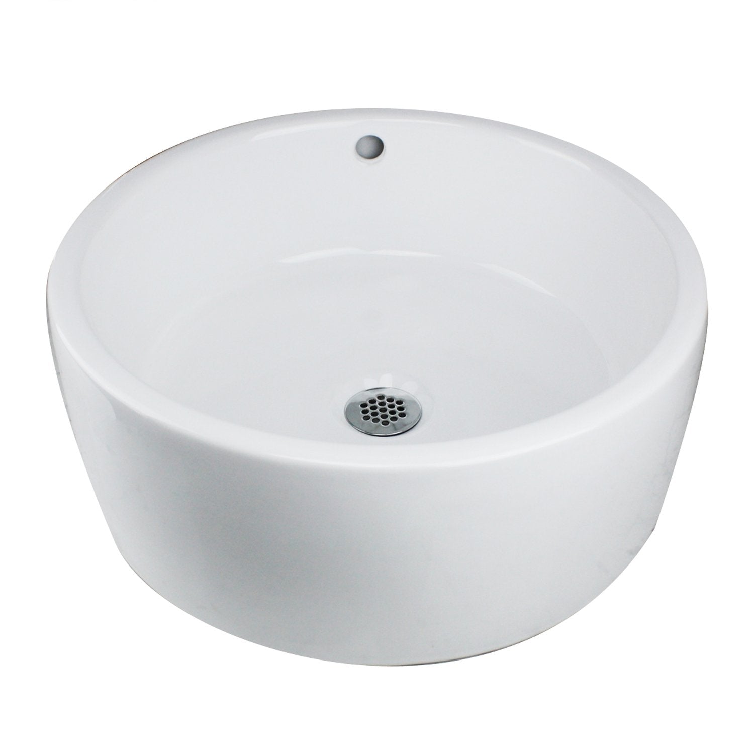 Nantucket Sinks Round White Vessel Sink with Overflow NSV213