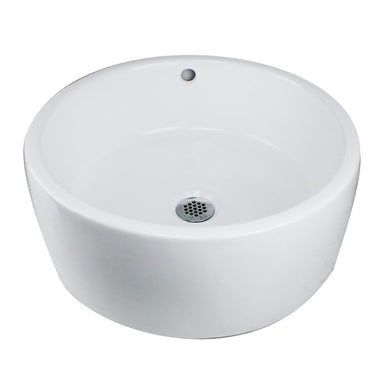 Nantucket Sinks Round White Vessel Sink with Overflow NSV213