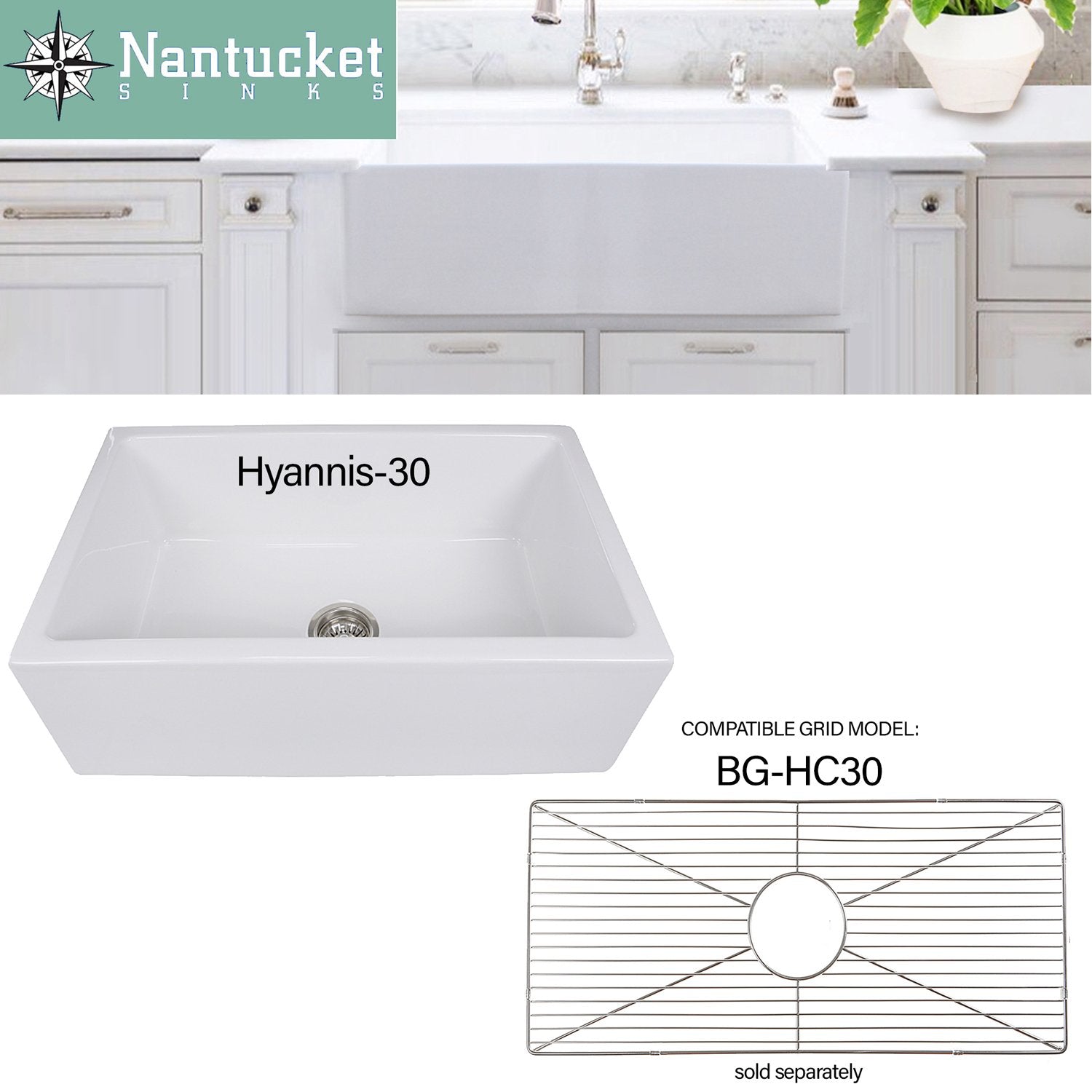Nantucket Sinks Stainless Steel Bottom Grid BG-HC30