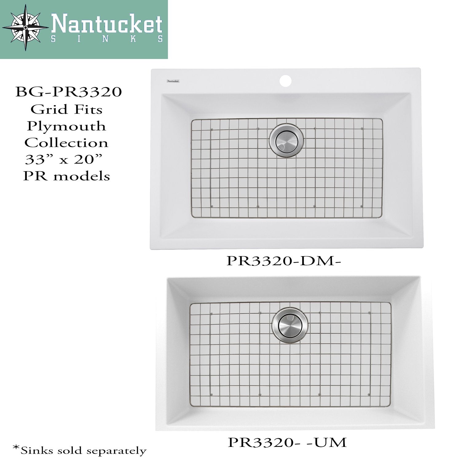 Nantucket Sinks Stainless Steel Bottom Grid BG-PR3320