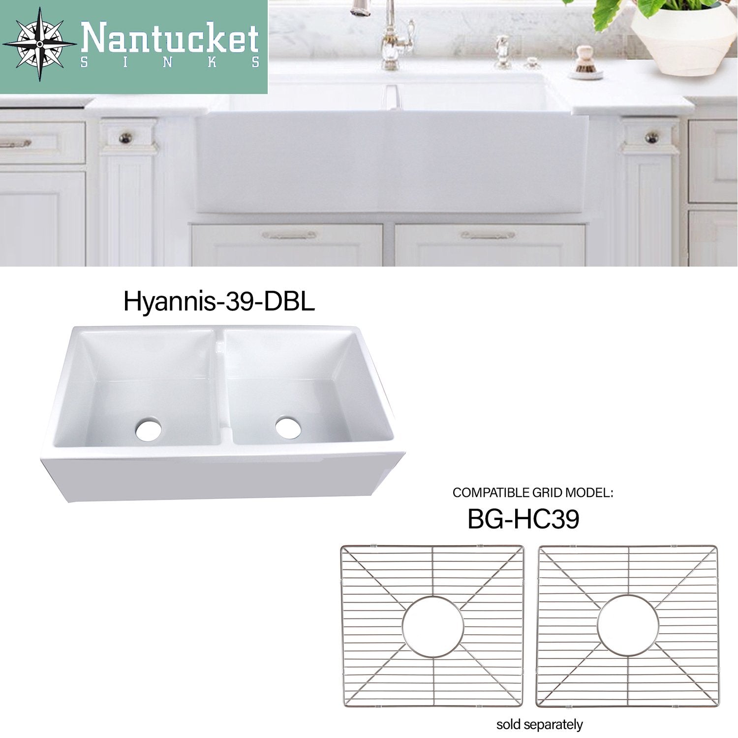 Nantucket Sinks Stainless Steel Bottom Grids Set BG-HC39