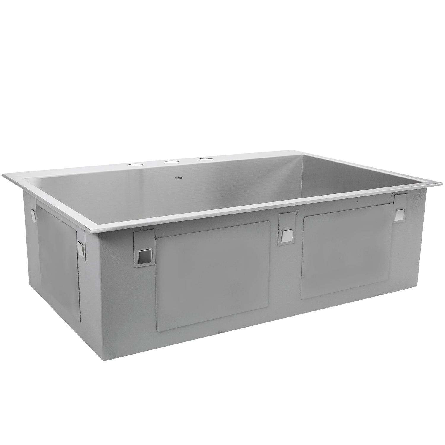 Nantucket Sinks ZR3322-16 - 33" Large Rectangle Single Bowl Zero Radius Stainless Steel Drop in Kitchen Sink, 16 Gauge - 3 Hole