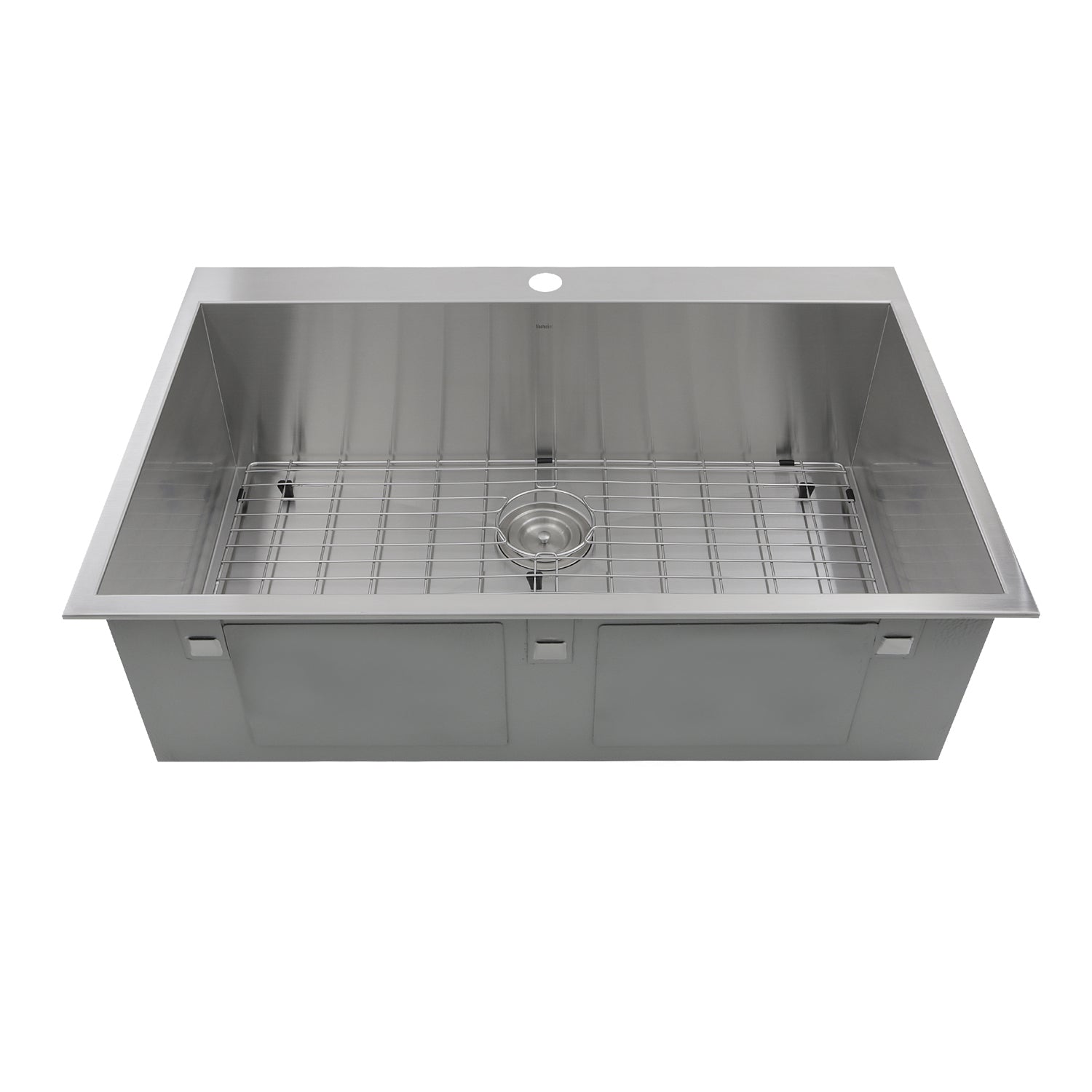 Nantucket Sinks ZR3322-S-16 - 33" Large Rectangle Single Bowl Zero Radius Stainless Steel Drop in Kitchen Sink, 16 Gauge -1 Hole
