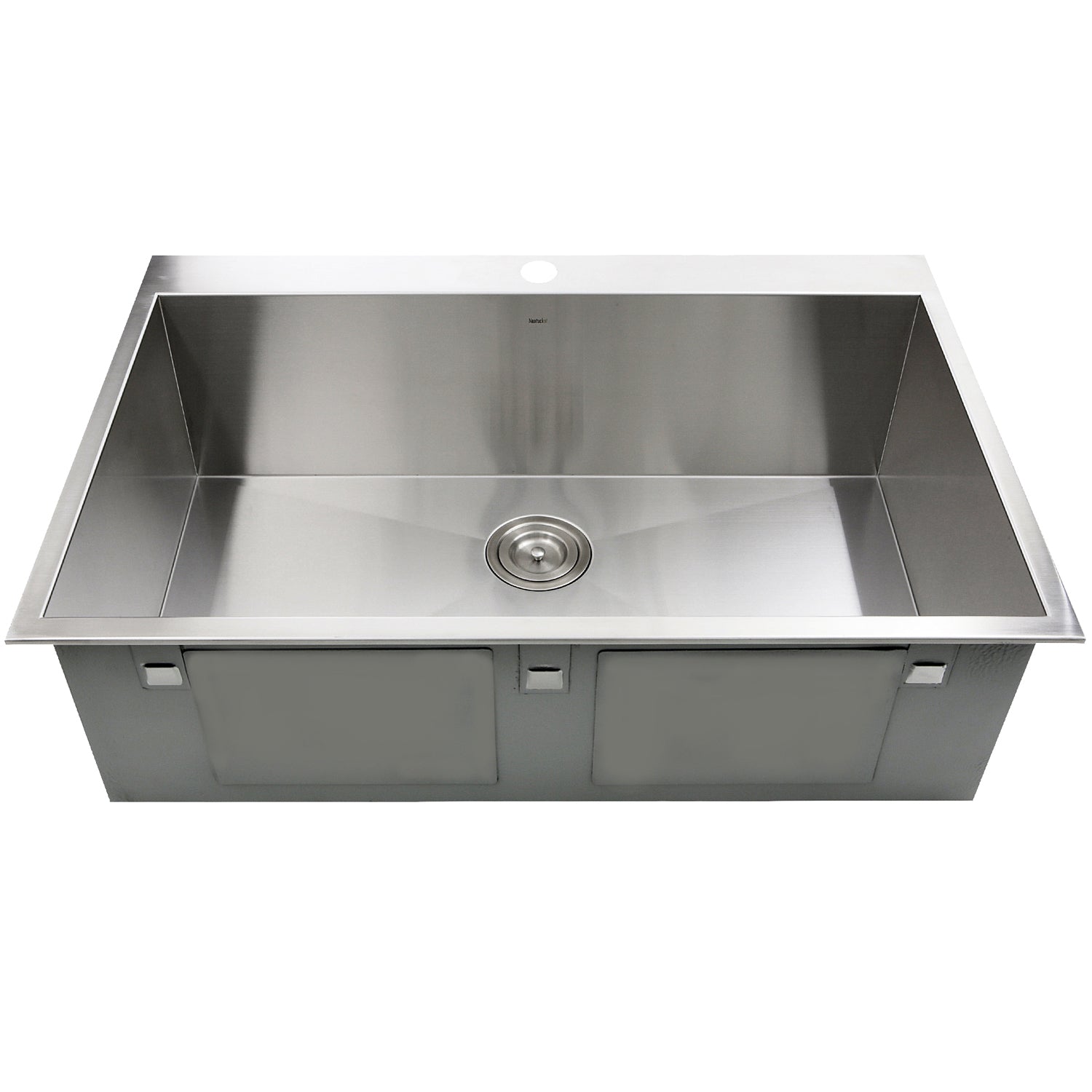Nantucket Sinks ZR3322-S-16 - 33" Large Rectangle Single Bowl Zero Radius Stainless Steel Drop in Kitchen Sink, 16 Gauge -1 Hole