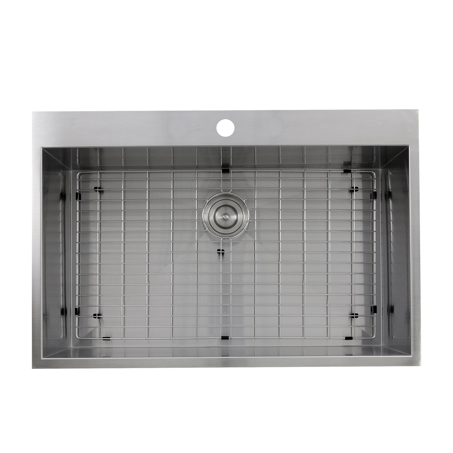 Nantucket Sinks ZR3322-S-16 - 33" Large Rectangle Single Bowl Zero Radius Stainless Steel Drop in Kitchen Sink, 16 Gauge -1 Hole