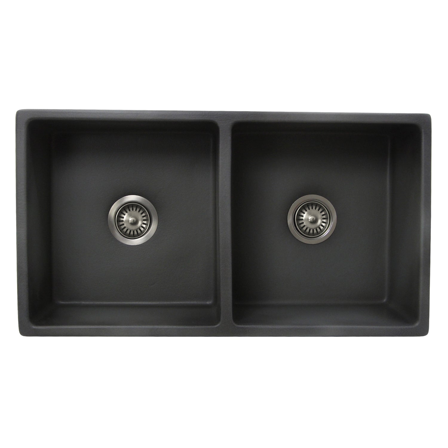 Nantucket Sinks Double Bowl Farmhouse Fireclay Sink with Concrete Finish