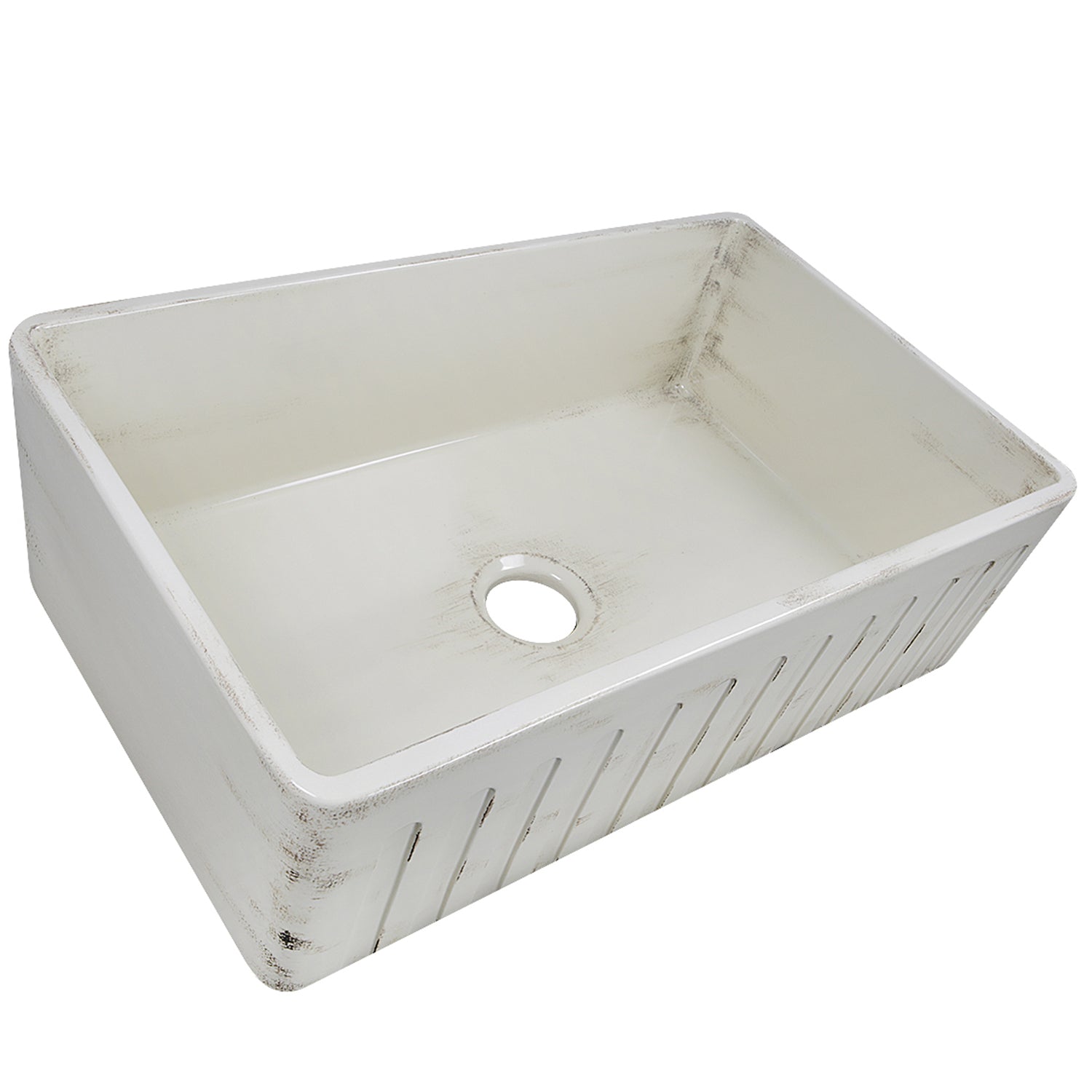 Nantucket Sinks 33" Farmhouse Fireclay Sink with Shabby Straw Finish