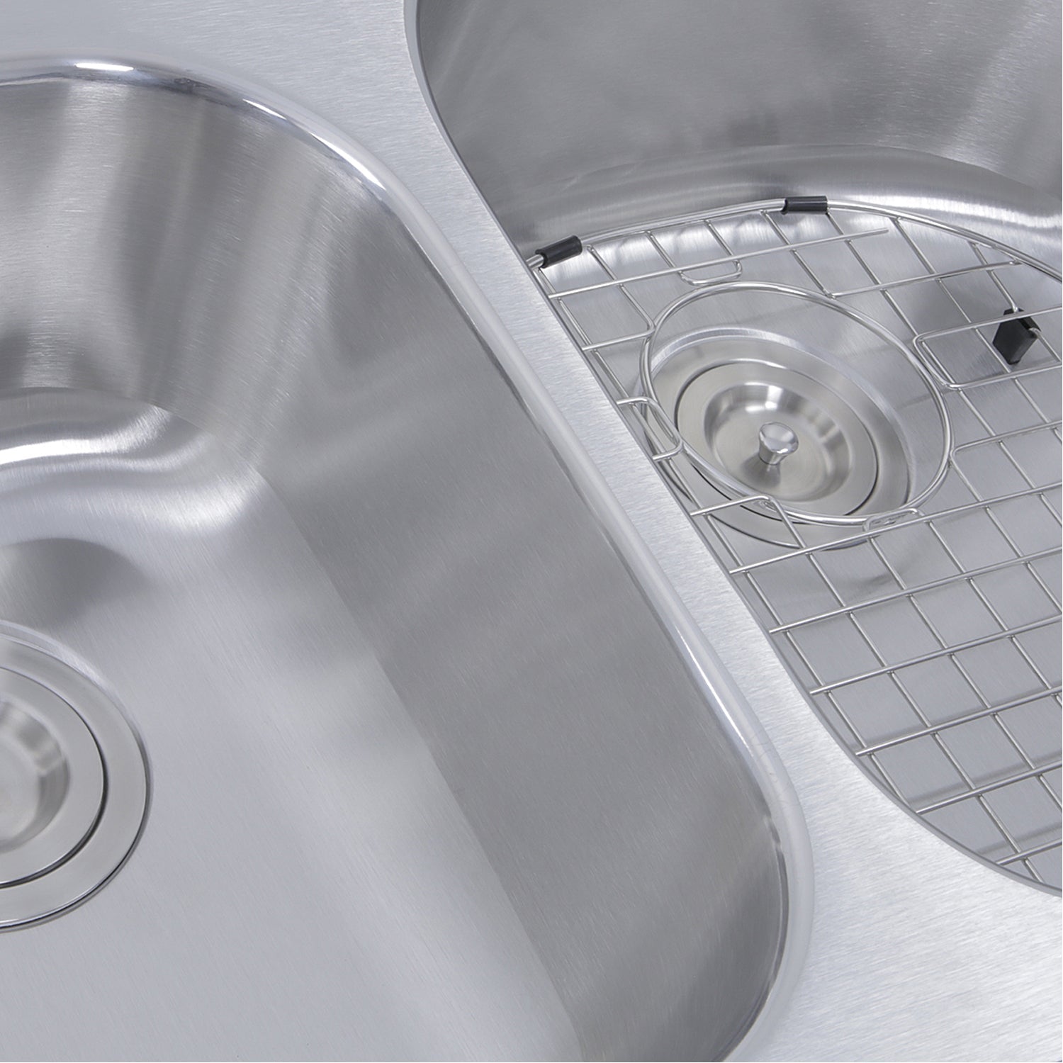 Nantucket Sinks Ns7030-16 - 32.5" 70/30 Reverse Double Bowl Undermount Stainless Steel Kitchen Sink, 16 Gauge