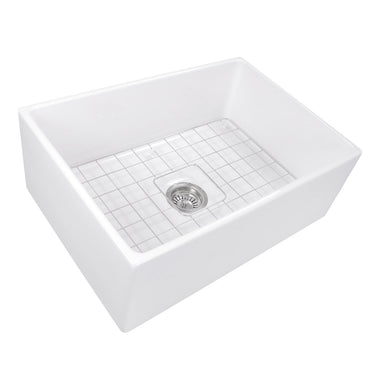 Nantucket Sinks 27" Farmhouse Fireclay Sink with Drain and Grid