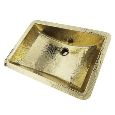 Nantucket Sinks TRB-1914-OF - 21-Inch Hand Hammered Brass Rectangle Undermount Bathroom Sink with Overflow DirectSinks