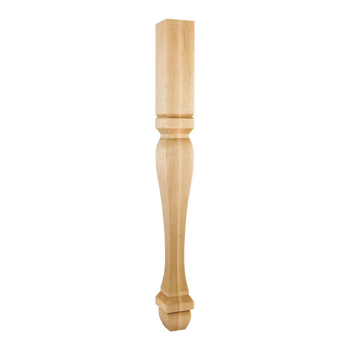 Hardware Resources 3-1/2" x 3-1/2" x 35-1/2" Square Rubberwood Post / Table Leg with Foot-DirectSinks