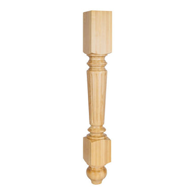 Hardware Resources Rubberwood Fluted Turned Post with Bottom Block-DirectSinks
