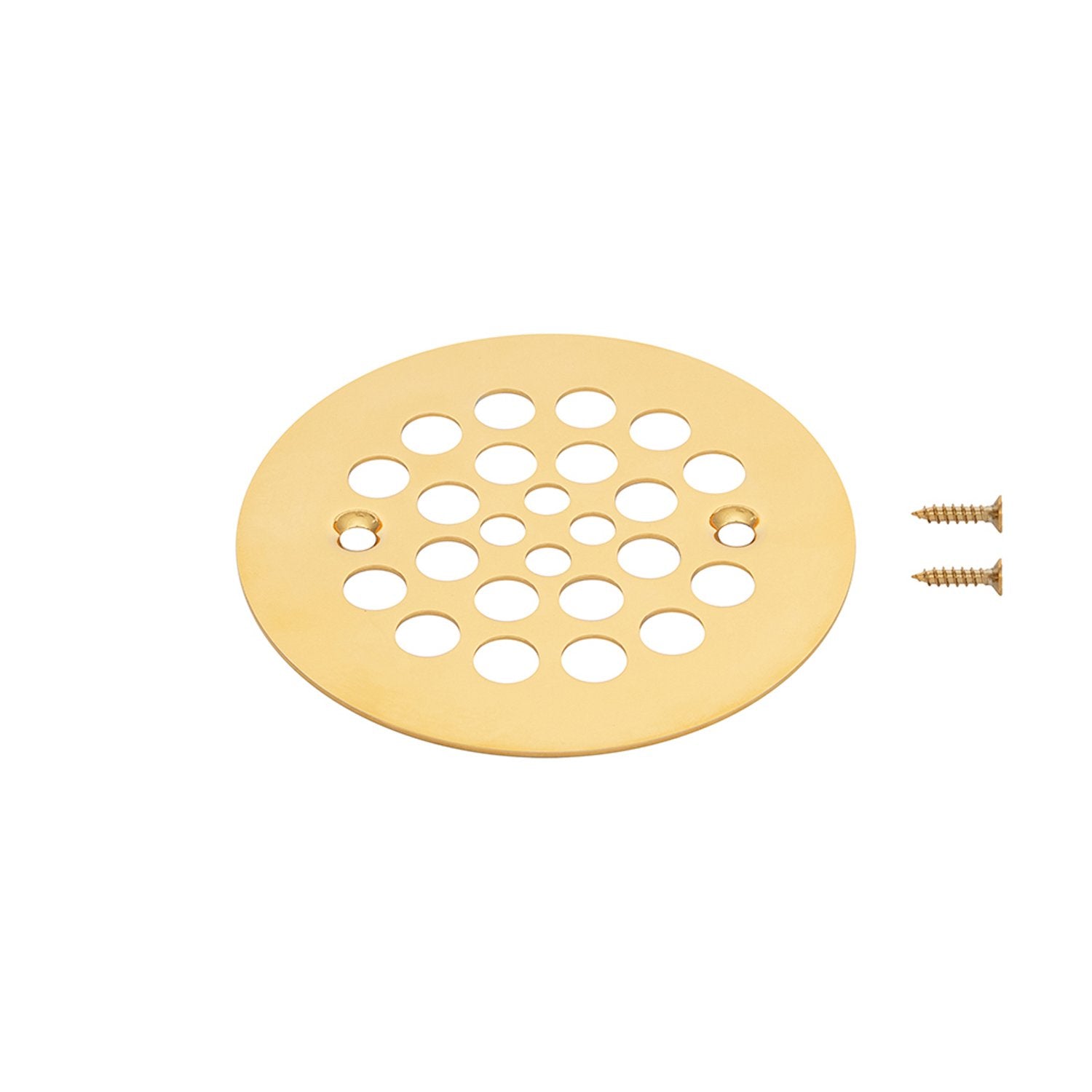 4.25" Round Shower Drain Cover in Polished Brass