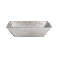 17" Rectangle Wired Rim Vessel Nickel Plated Hammered Copper Sink