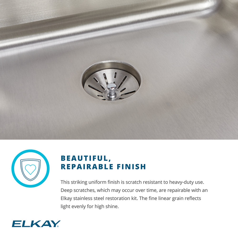 ELUH211810PD Elkay Lustertone Classic Stainless Steel 23-5/8" x 21-1/4" x 10", Single Bowl Undermount Sink with Perfect Drain