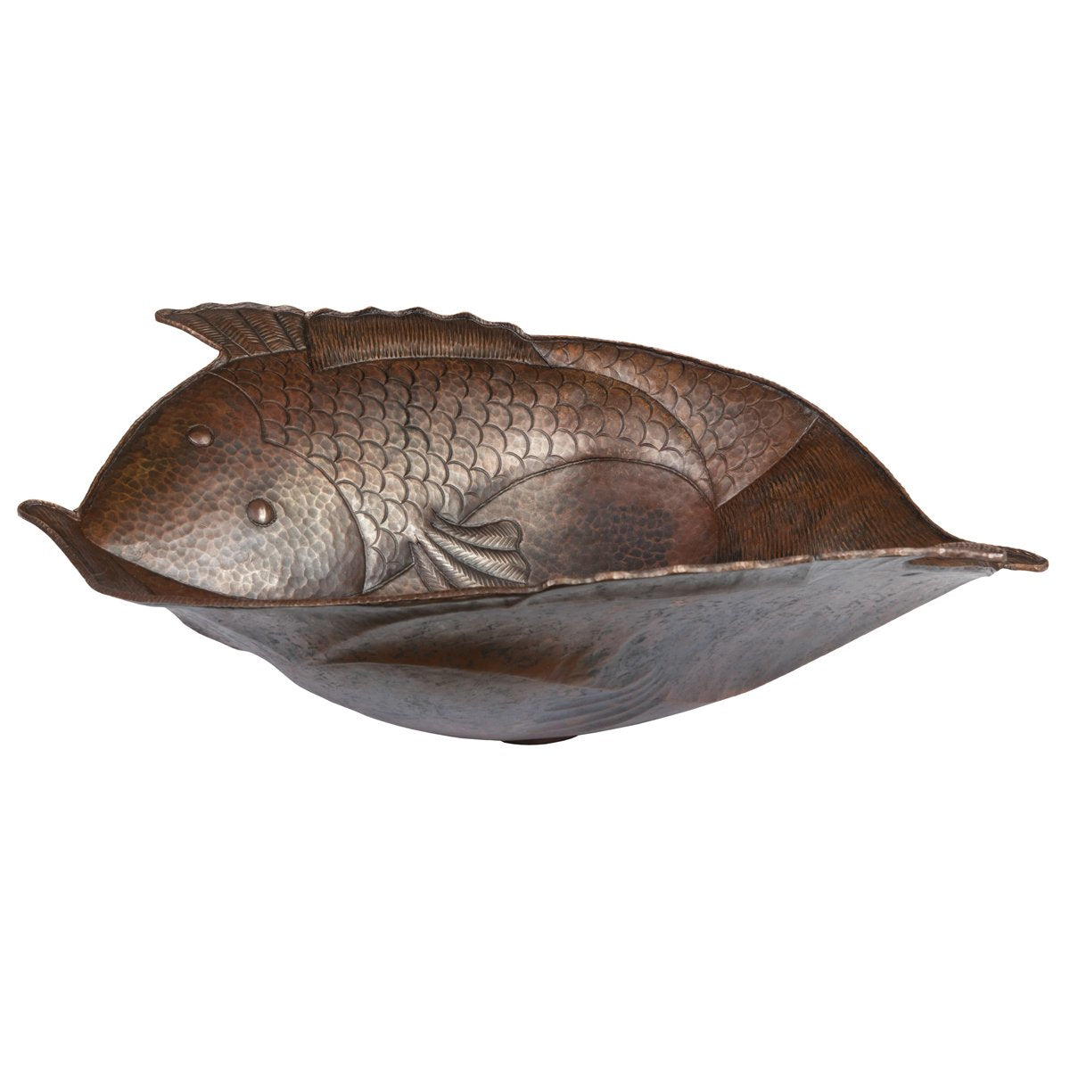 Premier Copper Products Two Fish Vessel Hammered Copper Sink-DirectSinks