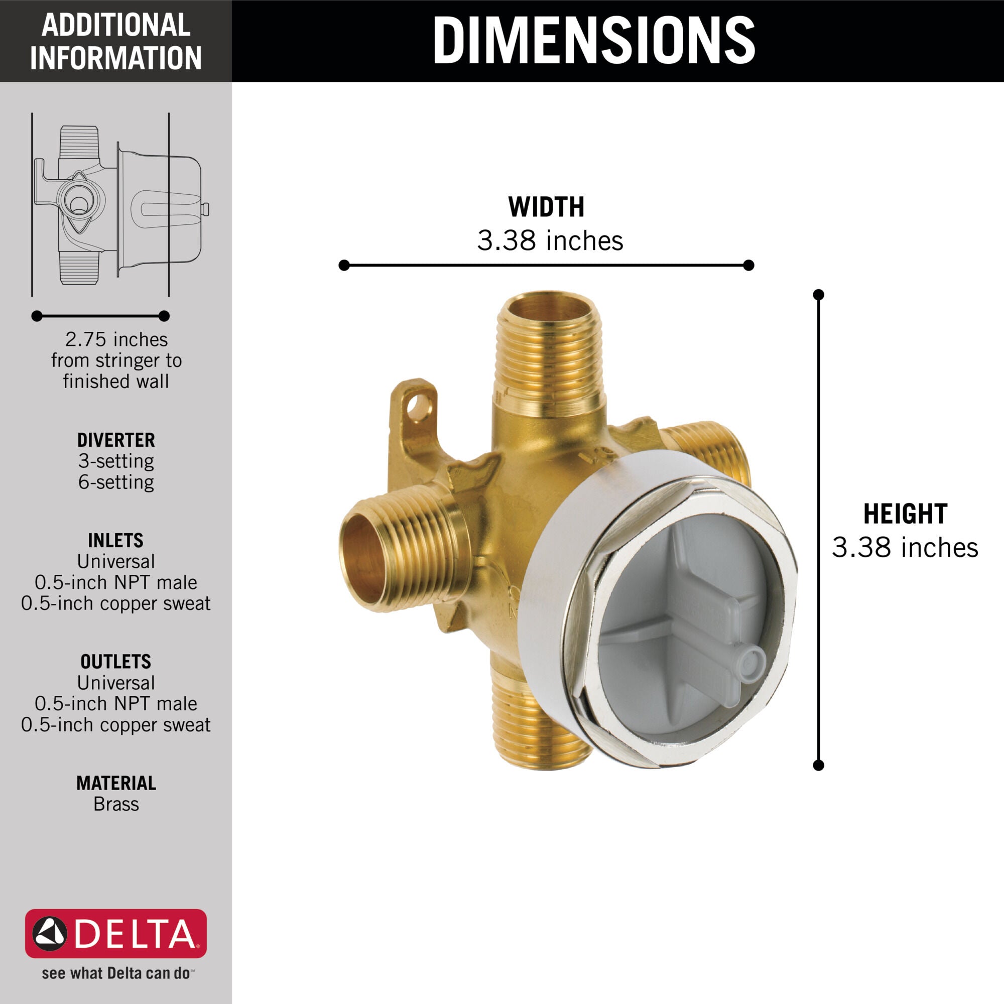 Delta 3 and 6-Setting Diverter Rough-in Valve — DirectSinks