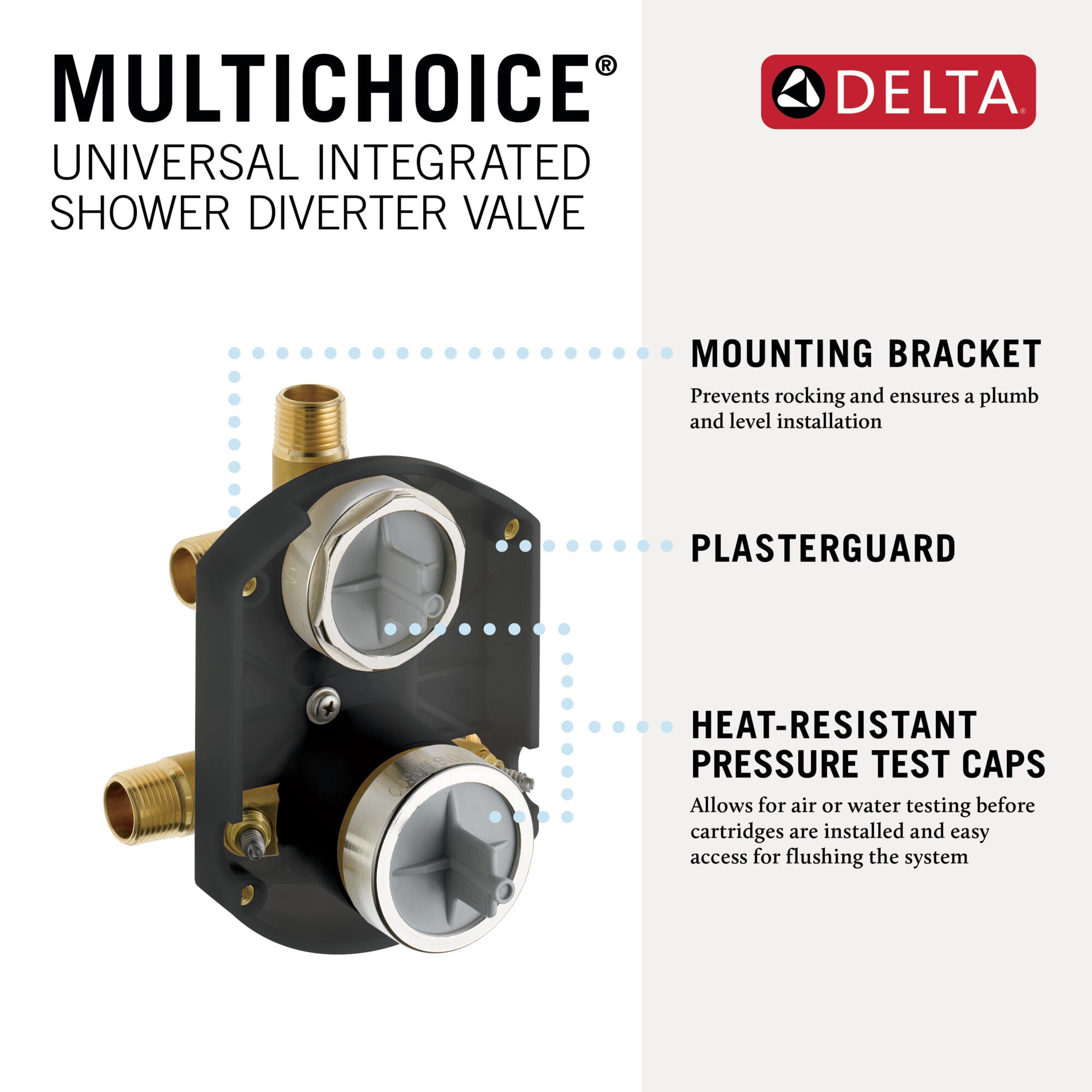Delta MultiChoice Integrated Shower Diverter Rough Universal Inlets / Outlets - Service Stops