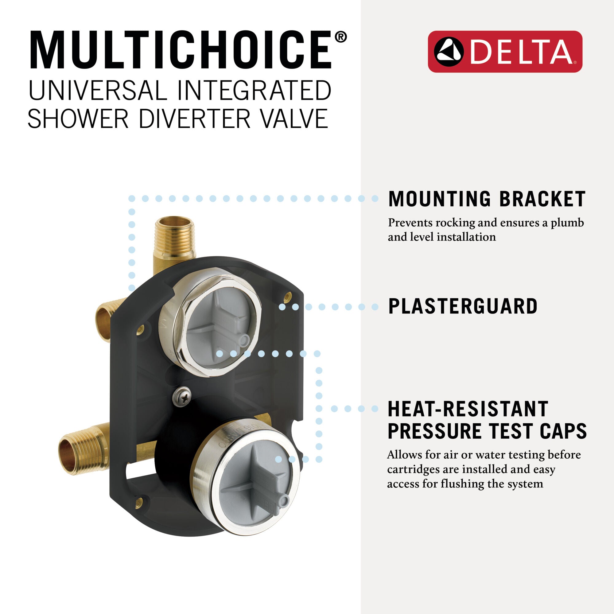 Delta MultiChoice Integrated Shower Diverter Rough Universal Inlets / Outlets