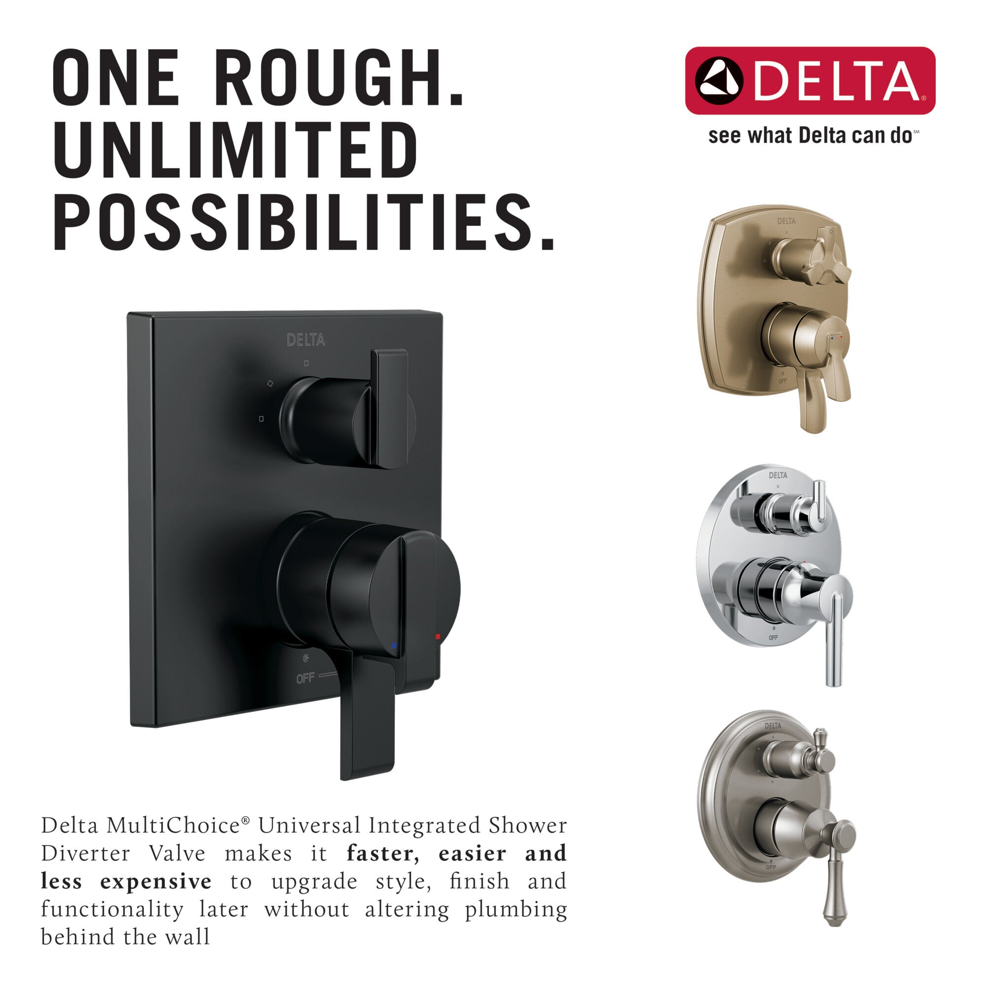 Delta MultiChoice Integrated Shower Diverter Rough Universal Inlets / Outlets - Service Stops