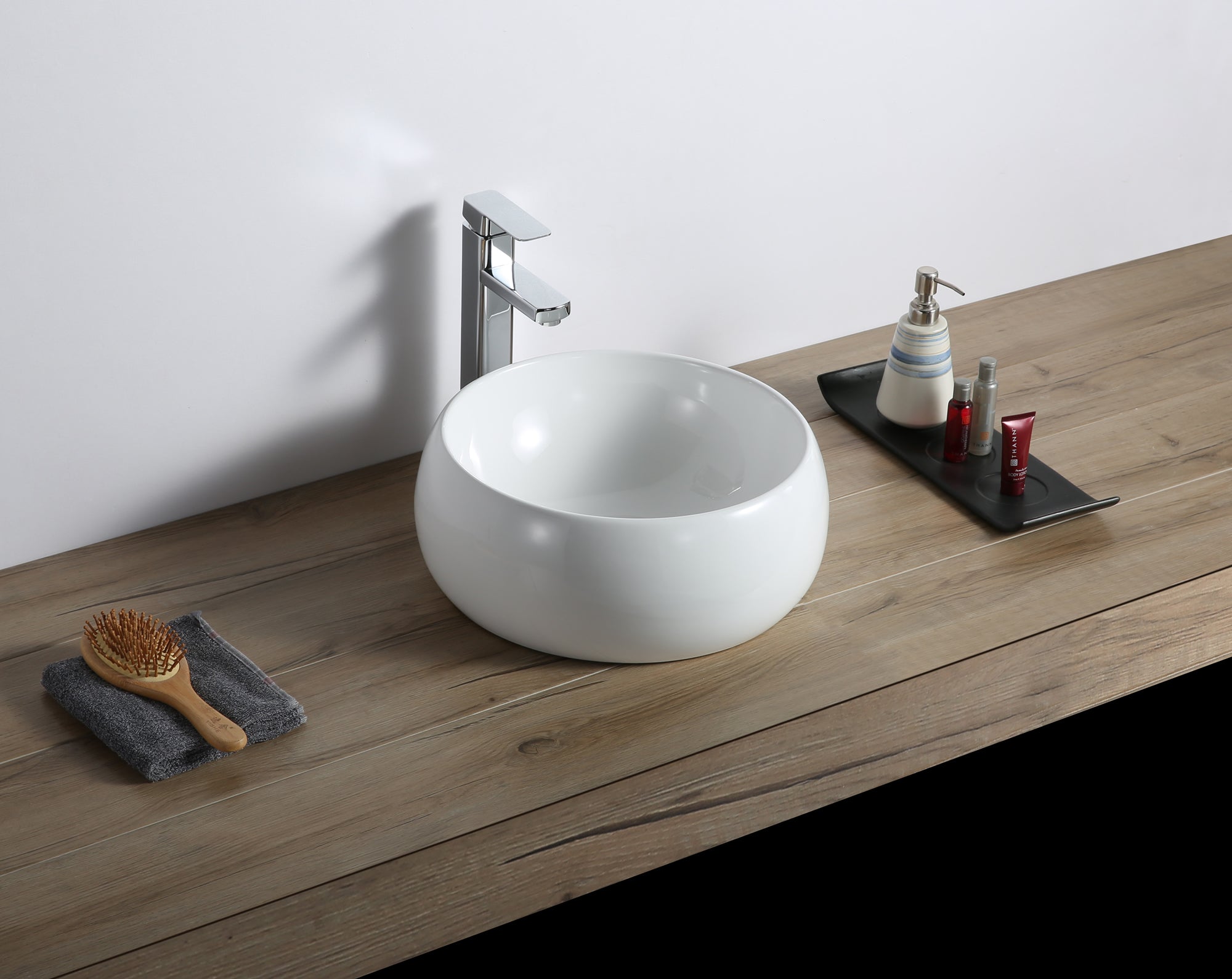 Ruvati 12" Circular Bathroom Vessel Sink in White
