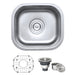Ruvati 13 x 15" Undermount 16 Gauge Stainless Steel Bar Prep Sink