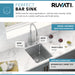 Ruvati 15" Undermount Bar Prep 16 Gauge Stainless Steel Kitchen Sink