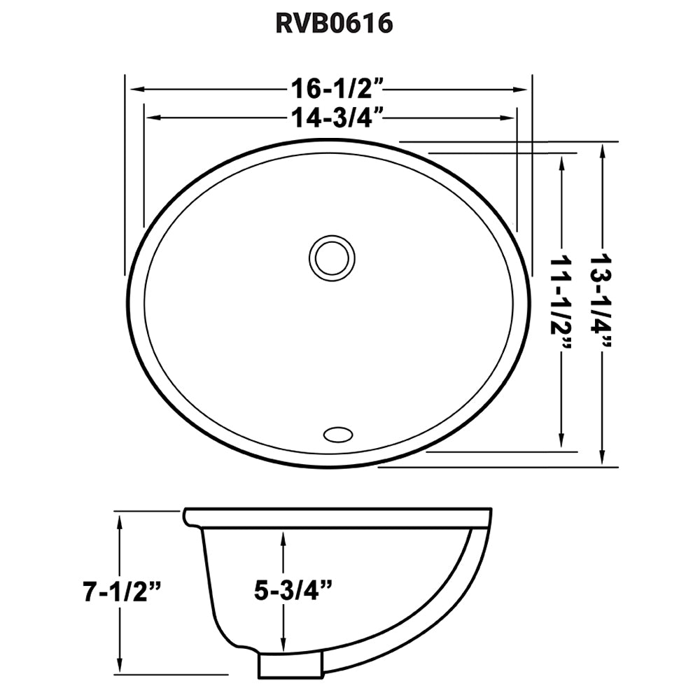 Ruvati 15" x 12" Oval Undermount Bathroom Sink in White