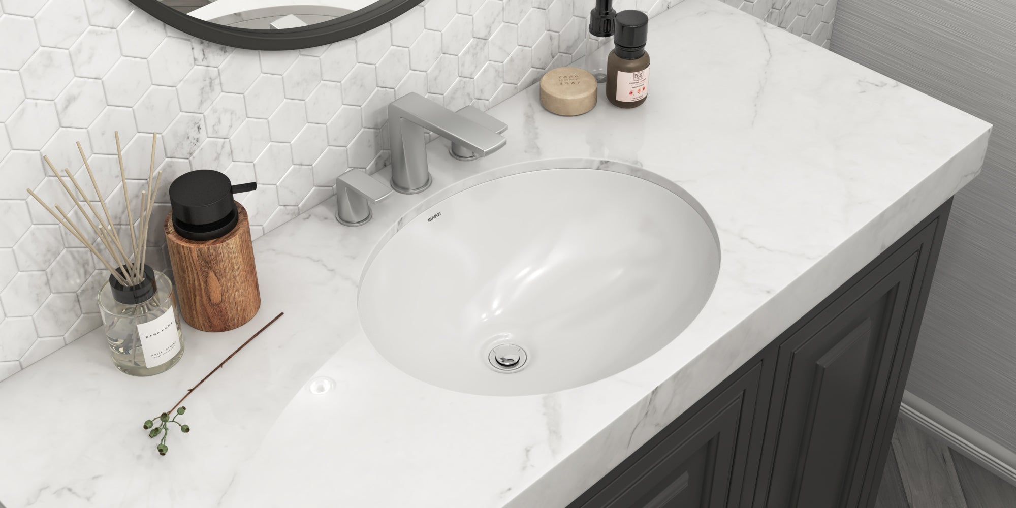 Ruvati 15" x 12" Oval Undermount Bathroom Sink in White